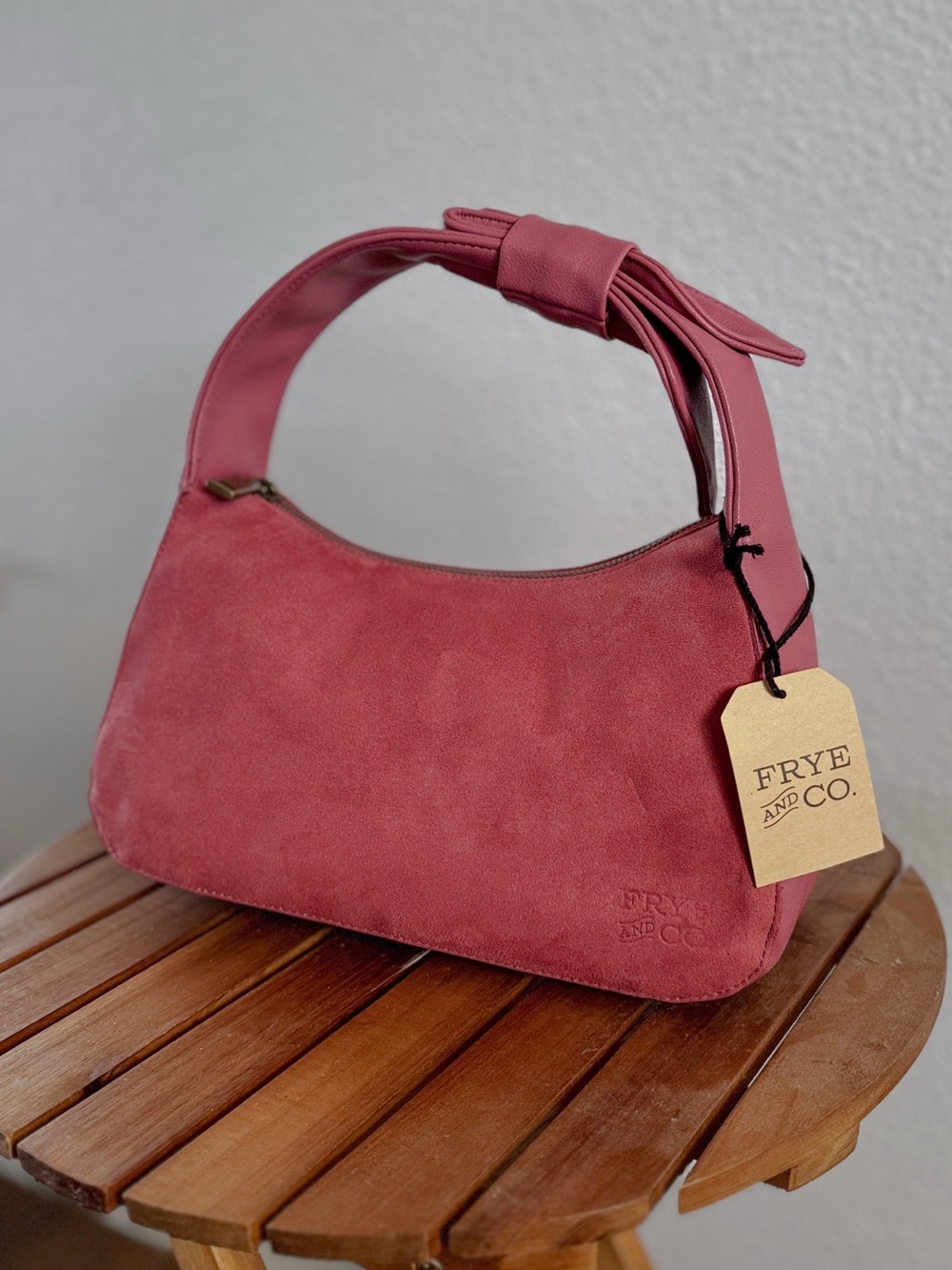 Frye & Co. Franny Satchel Suede Shoulder Bag Dusty Rose Barbiecore Ditsy Fairy